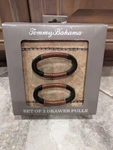 Tommy Bahama Leather Wrap Metal Drawer Cabinet Pulls Knobs Set Of 2 Nib. Fixed Price $19.95.