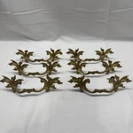 Set Of 6 Brass French Provincial Leaf Drawer Pulls Antiqued Gold Finish. Fixed Price $99.50.
