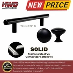 Black Pull Round Knob Modern Kitchen Cabinet Hardware 76MM Solid Stainless T-bar. Fixed Price $27.27.