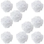 Wyzworks Set Of - White 10" (10 Pack) Tissue Poms Flower Party. Fixed Price $8.99.