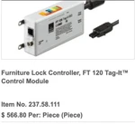 Hafele 237.58.111 Furniture Lock Controller, Ft 120 Tag-it Module New. Fixed Price $200.00.