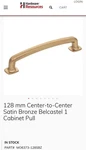 Belcastel 128 Mm Center-to-center Bar Pull, Satin Bronze. Fixed Price $8.00.