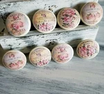 Shabby French Country Cabinet Knobs Drawer Pulls Handmade Wood Set Of 8. Fixed Price $45.00.