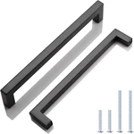 6 Pack Matte Black Stainless Steel Kitchen Cabinet Door Handles - Ba. Fixed Price $24.10.