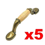 Lot X5 Amerock Cabinet Pulls With Wood 3IN BP76245OB Antique Brass / Oak New. Fixed Price $21.74.
