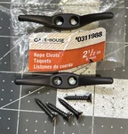 Pc.small Black Rope Cleats Gatehouse 0311988 2.5" W/screws. Fixed Price $7.00.