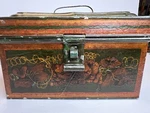 Rare 19TH American Aafa Primitive Toleware Style Antique Tin Box, W/wire Pull. Fixed Price $425.00.