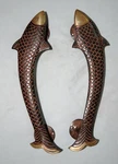 Antique Fish Shaped Pair Door Handle Restaurant Pulls Brass Handmade Finish OP3. Fixed Price $198.00.
