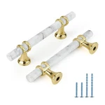 Rergy Cabinet Handles Marble 3 Inch (76MM) Hole Center, White & Gold. Fixed Price $46.45.