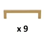 *lot Of 9* Gliderite 5 In. Center Solid Square Bar Cabinet Pull, Brass Gold. Fixed Price $27.99.