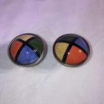 2- Colorful 4-SQUARE Red-green-blue-yellow Child Dresser Drawer Ceramic Knob. Fixed Price $8.99.