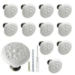 Biaungdo 12 Pcs White Ceramic Kitchen Cabinet Knobs And Pulls, Retro. Fixed Price $17.99.