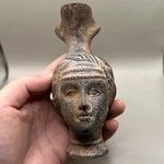 Ancient Roman Bronze Wine Cup With Face - Circa 3RD Century Ad. Fixed Price $1700.00.