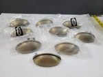 Lot Of 9 Cosmas Cabinet Hardware Brushed Antique Brass Cup Handles Pulls 3". Fixed Price $35.99.