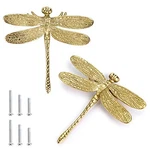 Juxyes Brass Dragonfly Cabinet Knobs, Golden Tone Cupboard Door Pack Of 2. Fixed Price $25.62.