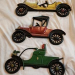 Midwest Set Of 3 Cast Iron Metal Vintage Car Wall Decor Plaques. Fixed Price $60.00.