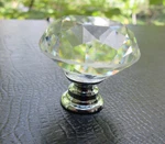 26 Crystal Clear Glass Cabinet 1.25" Knob Pull Hardware Silver Base Deelf Nib. Fixed Price $18.00.