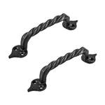 Black Twisted Wrought Iron Door Pull Handle 5 7/8" Rust Resistant Pack Of 2. Fixed Price $38.99.