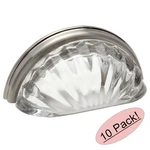 *10 Pack* Cosmas Satin Nickel With Clear Glass Cabinet Cup Pulls #6381SN-C. Fixed Price $96.75.
