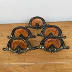5 Vintage 1930'S-1940'S Keeler Art Deco Celluloid & Brass Original Drawer Pulls. Fixed Price $59.00.