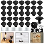 New 30 Pack Matte Black Kitchen Cabinet Knobs Round Drawer Pulls Stainless Steel. Fixed Price $10.60.