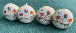 4 White Round Ceramic Drawer Knobs Pulls Cabinet New 2.5" X 1.5" With Birds. Fixed Price $11.99.