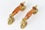 Antique Amber Glass Door Knobs Set Brass Fittings Victorian Era Home Decorative. Fixed Price $59.50.