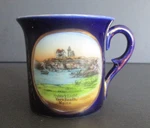 Early 20TH Century Souvenir Cobalt Blue Cup Nubble Lighthouse York Beach Maine. Fixed Price $22.50.