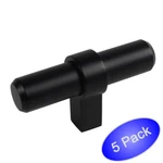 *5 Pack* Cosmas Cabinet Hardware Flat Black Bar Handle T-knob #181FB. Fixed Price $12.65.