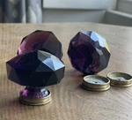Vintage Antique Purple Amethyst Color 8 Point Glass And Brass Door Knob Pull. Fixed Price $98.74.