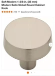 Liberty Round Flat Top Modern Knob Satin Nickel P34942-SN-C. Fixed Price $5.00.