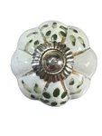Hand Painted White & Green Pumpkin Shaped Ceramic Drawer Cabinet Knob / Hardware. Fixed Price $5.59.