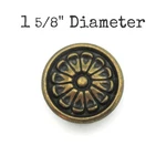 Vintage Floral Drawer Knob 1 5/8" Diameter Round Brass Tone Pull Kbc N5658 LF8. Fixed Price $8.00.