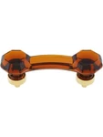 Amber Octagonal Glass Bridge Handle Pulls, Brass Base W/ Finish, 3 C-c. Fixed Price $13.50.