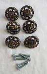 Knot Knob 1/2" Ornate Basket Weave Aged Finish Lot Of 6 Drawer Cabinet. Fixed Price $12.95.