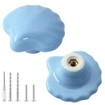 Qjaiune 2PCS Blue Ceramic Cabinet Knobs, Shell Pack, + Shape. Fixed Price $8.90.