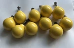 Vintage Mid Century Modern Ceramic Retro Canary Yellow Knob Hardware Set Of 10. Fixed Price $150.00.