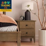 Greenport 2-DRAWER Bedroom Nightstand, Solid Wood With Brushed Hickory Finish. Fixed Price $269.99.