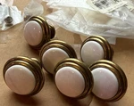 Liberty Brass Drawer Knobs With White Ceramic Porcelain Insert Set Of 5. Fixed Price $14.99.