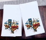 Kitchen Towels Tea Texas Lone Star State Ink 100% Cotton Size 28X28. Fixed Price $14.88.