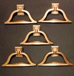 5 Belwith Art Deco Mcm Single Post Trapezoid Knocker Style Brass Drawer Pulls. Fixed Price $75.00.
