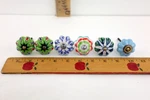 Lot Of 6 Hand Painted Ceramic Cabinet Knobs Pulls Drawer Pumpkin Multi Color. Fixed Price $19.99.