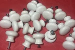 Set Of 20 White Polished Ceramic Round Cabinet Knobs With Fixings. Fixed Price $31.95.
