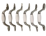 Liberty White Ceramic Nickel 3" Ctc Drawer Pulls 5" Spoon Foot Handle Lot Of 6. Fixed Price $19.77.