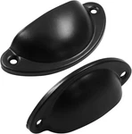 Hordion 12 Pack Drawer Cup Pulls 2.5 Inch Hole Centers, Black Cabinet. Fixed Price $12.64.
