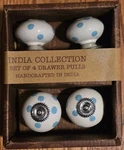 India Collection Ceramic Drawer Pulls Handle Knob Set Of 4 Handcrafted. Fixed Price $16.00.