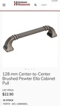 Ella 128 Mm Center-to-center Bar Pull. Fixed Price $13.93.