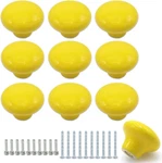 10PACK Ceramic Cabinet Knobs, 1.26INCH/32MM Yellow Round Drawer Dresser Pul. Fixed Price $11.86.