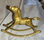 Antique Solid Brass Rocking Horse Gold Lustre Racing Race Grand National Uk. Fixed Price $54.00.