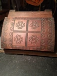 Vintage Wooden Jewelry Box Eclectic Design, 6.5"X4.5"X1.75". Fixed Price $20.00.